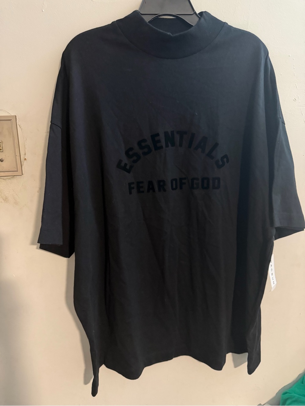 Fear Of God Essentials Black  Men's S/S mock Neck Oversized T-Shirt Size M, NWT